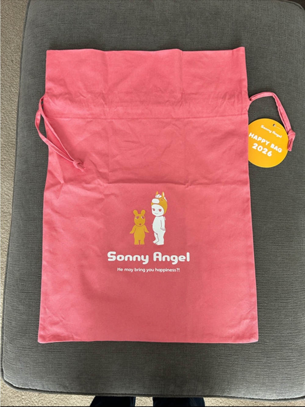 Sonny Angel Kids Pink Drawstring Gift Bag